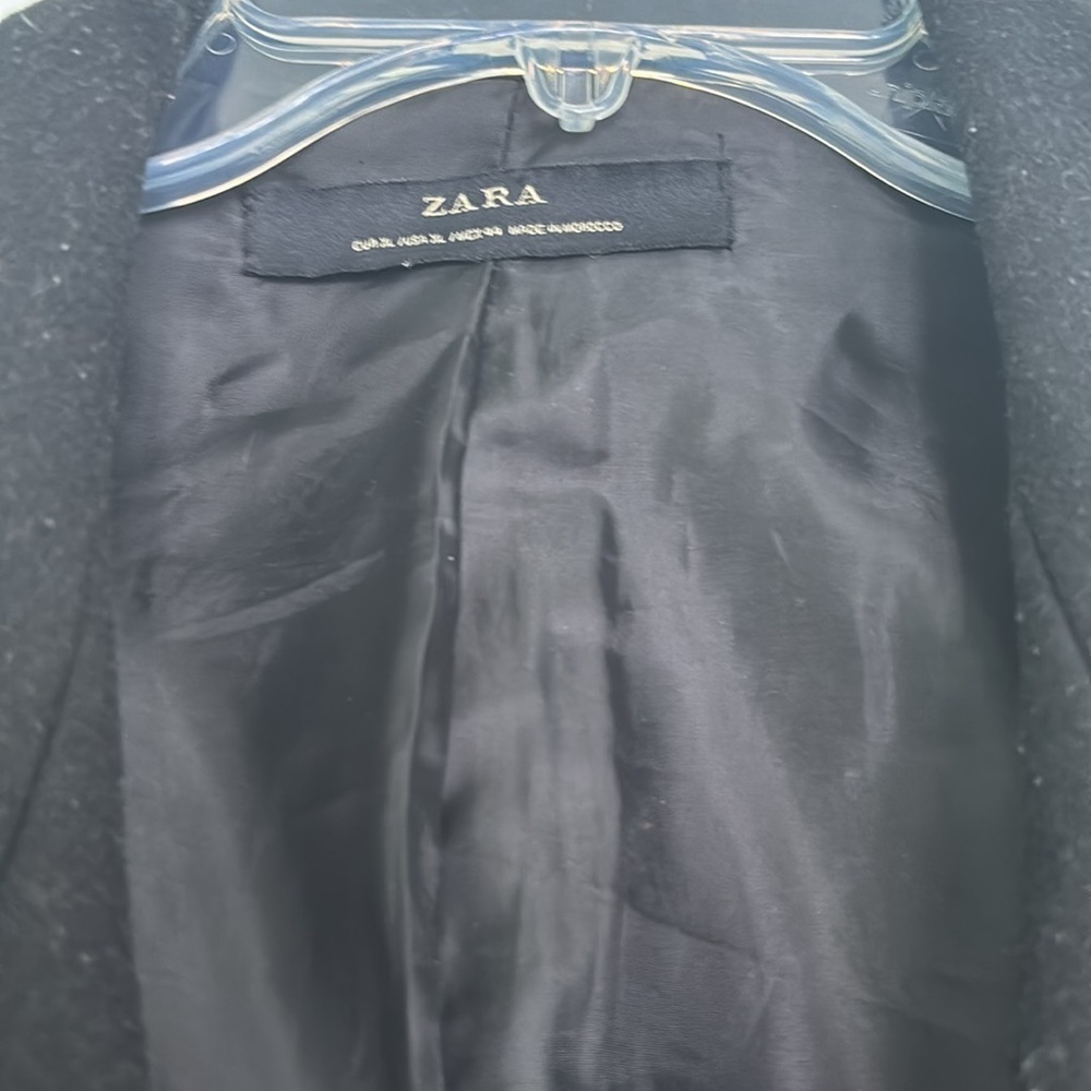 Zara coat black wool large silver buttons - Picture 3 of 5